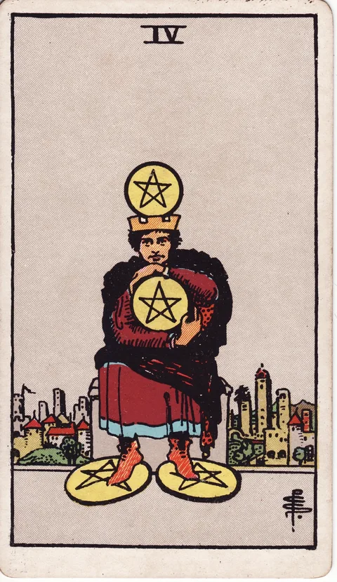 Four of Pentacles — Rider–Waite–Smith